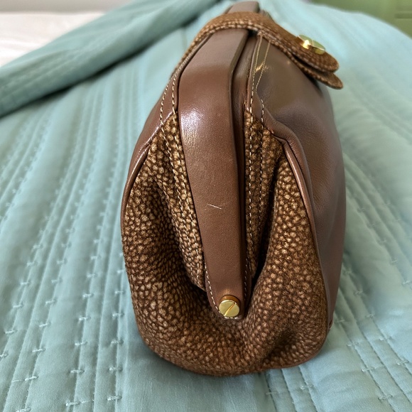 BORBONESE Clutch Suede Leather Brown Gold - Picture 3 of 11